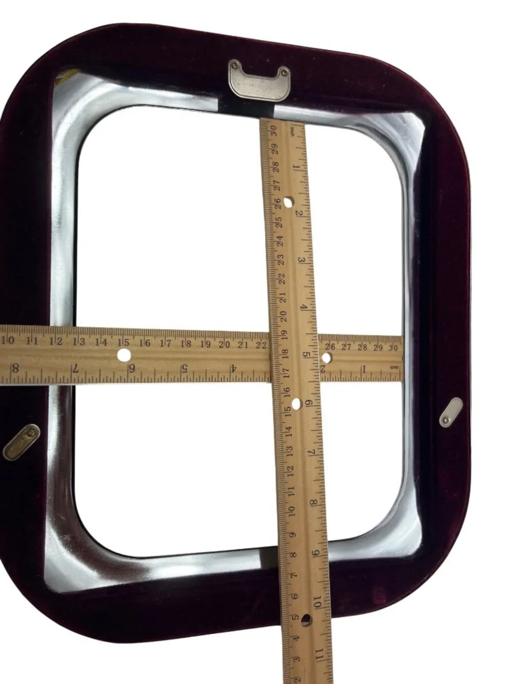 Vintage Chrome Oval Picture Frame With Burgundy Velvet Back - 8x10 No Glass 50f